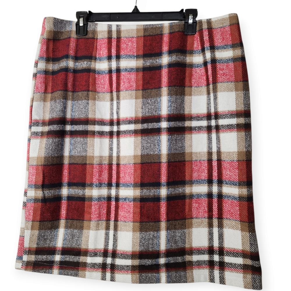 Plaid Red, Black, White and Brown Cabincore Pencil Skirt size XL NWT